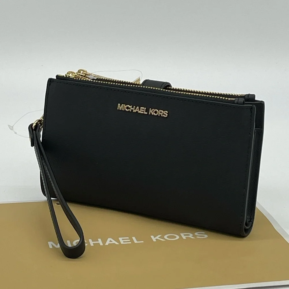 Michael Kors Large Double Zip Wallet Wristlet Black - Picture 1 of 10